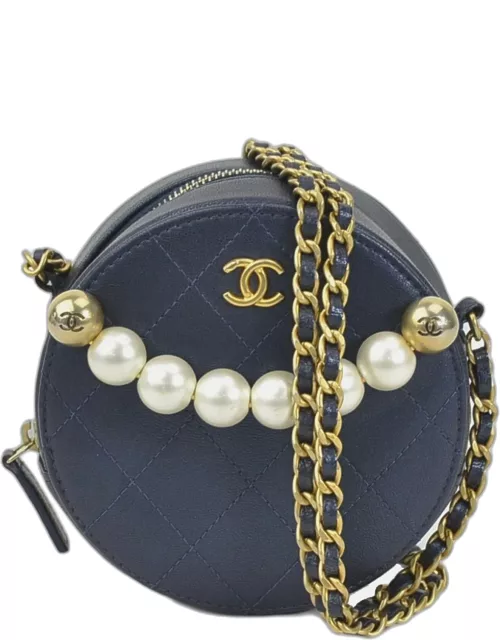 Chanel Blue Leather Round Infinity CC Clutch Bag