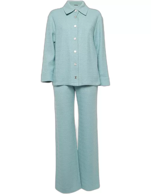Alexis Blue Cotton Crochet Shirt and Kiana Pants Set M/