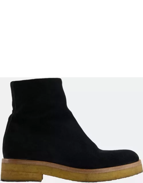 The Row Black Suede Ankle Boots with Zip