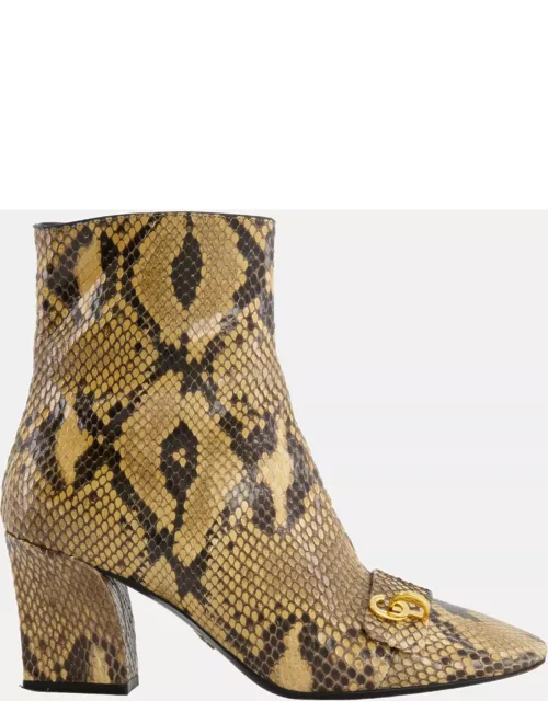 Christian Dior Beige Python Heeled Boots with Gold CD Logo