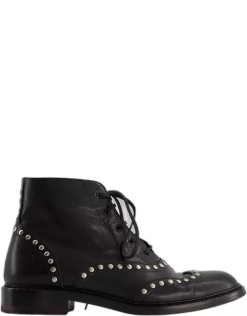 Saint Laurent Black Leather Studded Ankle Boot