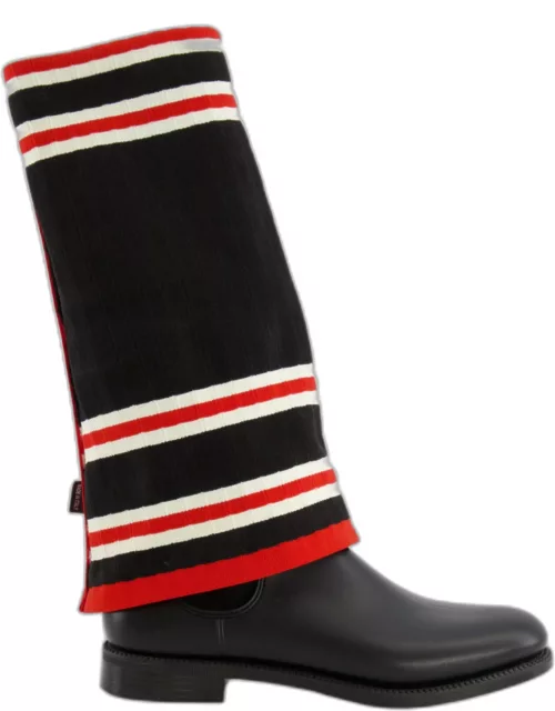 Givenchy Black Red and White Striped Sock Boot