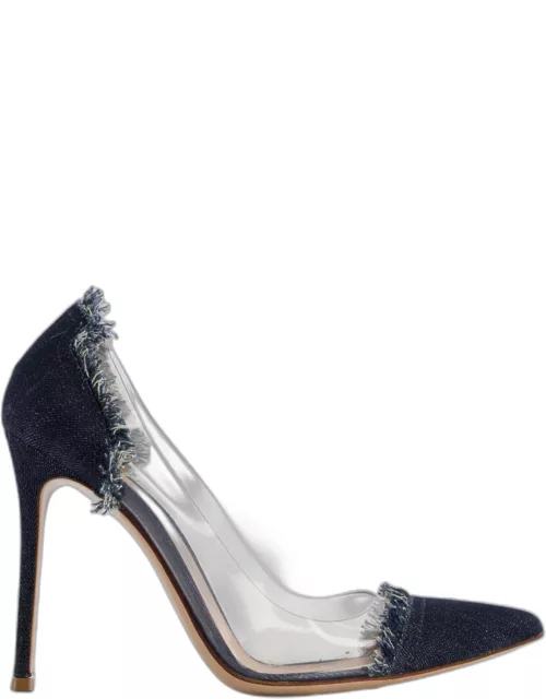 Gianvito Rossi Denim and PVC Pointed High Hee