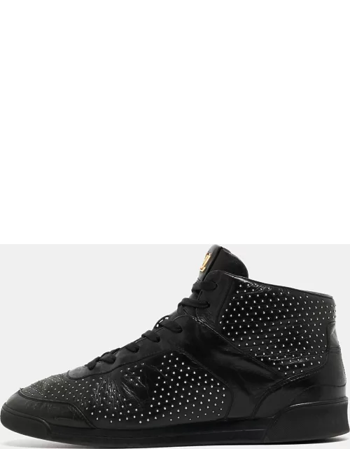Louis Vuitton Black Leather Studded Mid Top Sneaker