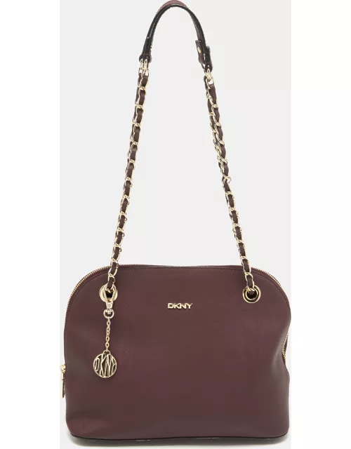 DKNY Burgundy Leather Dome Shoulder Bag