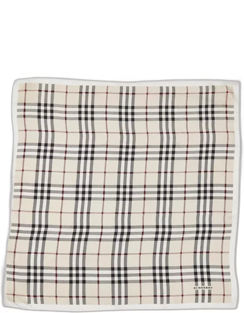 Burberry Beige Checked Silk Square Scarf
