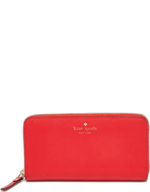 Kate Spade Red Leather Zip Around Continental Wallet