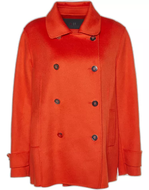 CH Carolina Herrera Orange Wool Double Breasted Short Coat