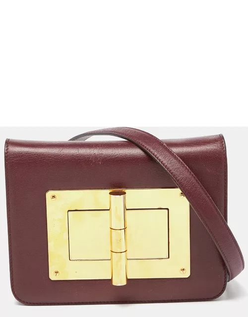 Tom Ford Burgundy Leather Small Natalia Crossbody Bag