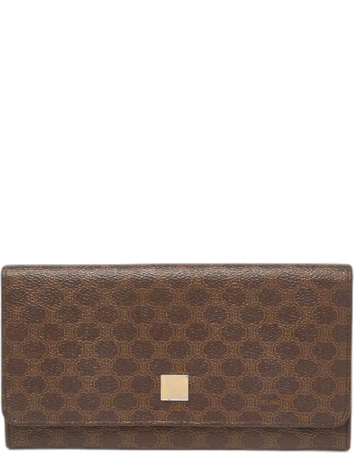 Celine Brown Macadam Coated Canvas and Leather Continental Wallet
