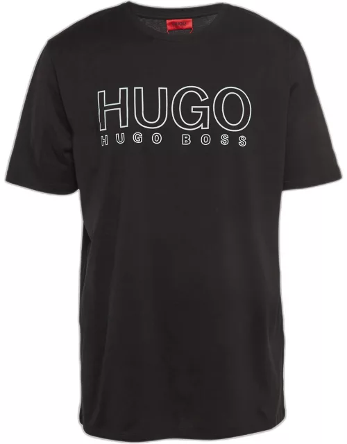 Hugo Boss Black Logo Print Cotton Crew Neck T-Shirt
