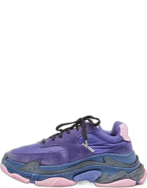 Balenciaga Purple Neoprene And Suede Triple -S Sneaker