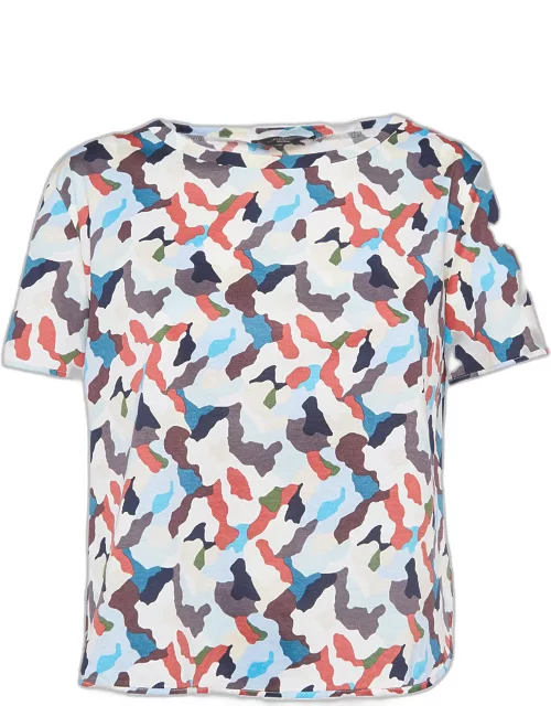 Weekend Max Mara Multicolor Camouflage Print Cotton Half Sleeve T-Shirt