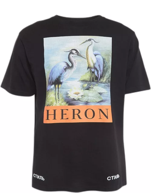 Heron Preston Black Graphic Print Cotton Crew Neck T-Shirt