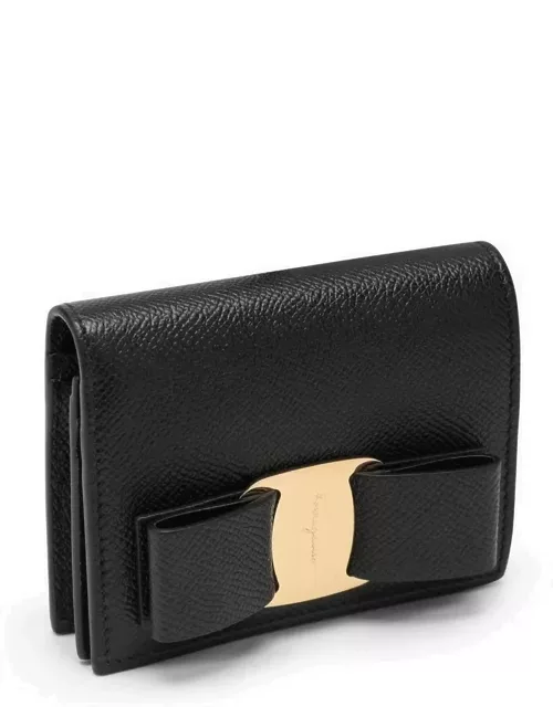 Vara bow credit card holder black leather