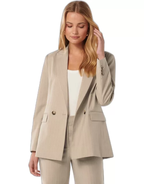Forever New Women's Charli Double Breasted Blazer Jacket in Pinstripe Suit