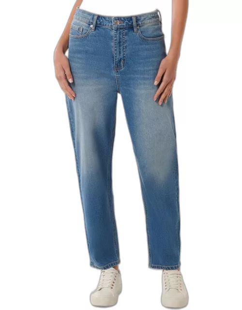 Forever New Women's Ricky Barrel-Leg Jeans in Mid Wash