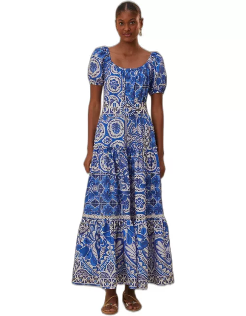 Blue Tile Dream Maxi Dress, TILE DREAM MULTICOLOR /
