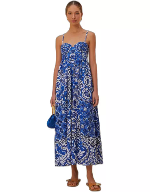 Blue Tile Dream Sleeveless Maxi Dress, TILE DREAM MULTICOLOR /