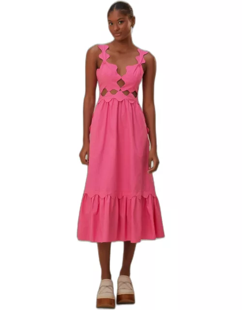 Pink Cut-Out Organic Cotton Midi Dress, PINK /