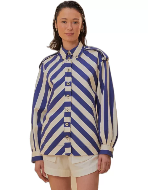 Blue Striped Long Sleeve Shirt, BLUE AND WHITE /