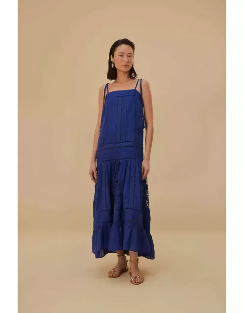 Blue Lace Sleeveless Maxi Dress, ROYAL BLUE /