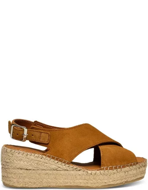 SHOE THE BEAR Orchid Suede Cross Sandals - Tan