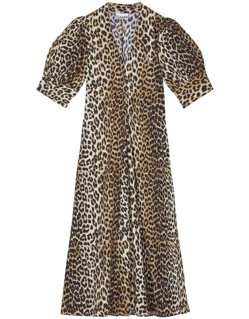 GANNI V Neck Long Dress - Leopard