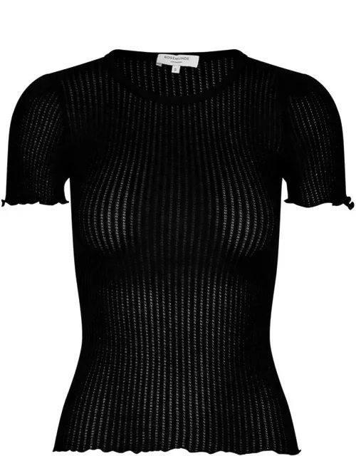 Rosemunde Belize Silk Pointelle T-Shirt - Black