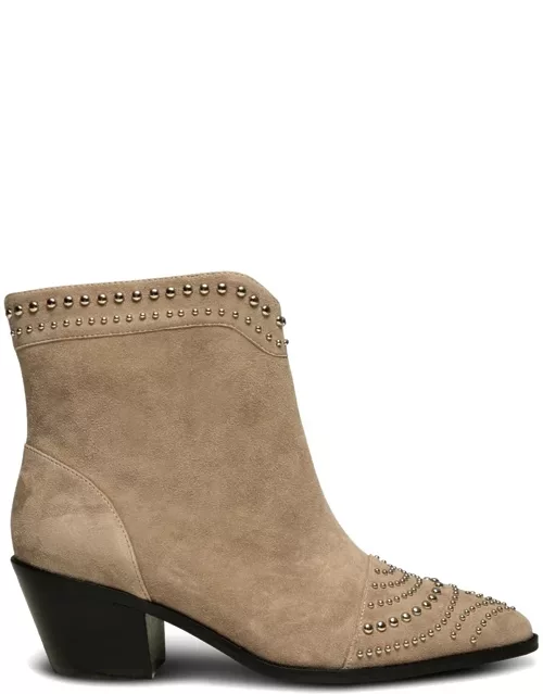 SHOE THE BEAR Annika Western Stud Suede Boot - Taupe
