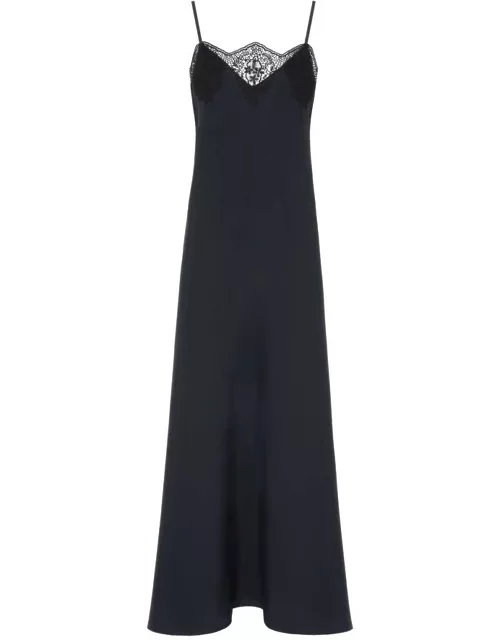 BEATRICE B Satin Lace Maxi Dress - Dark Blue