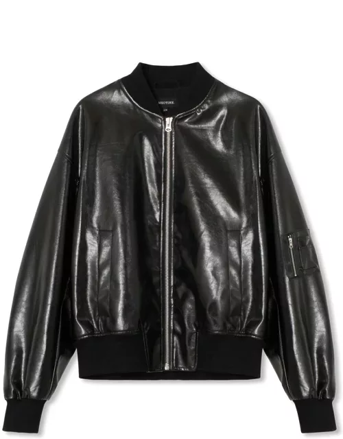 MEOTINE Bianca Vegan Leather Bomber Jacket - Black