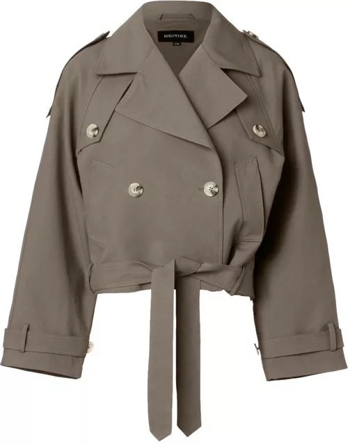 MEOTINE Bobby Canvas Trench Jacket - Grey Brown