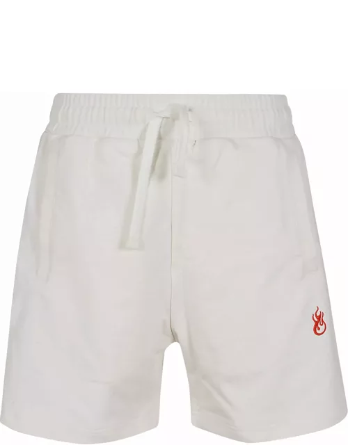 Vision of Super White Shorts With Flames Logo And Metal Labe