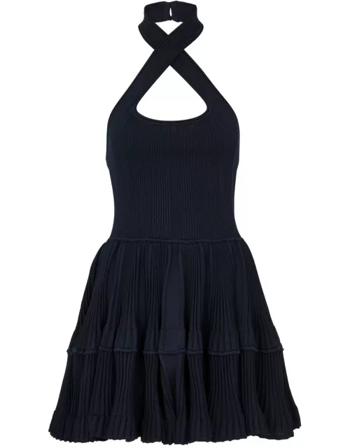 Alaïa Crinoline Ribbed Stretch-knit Mini Dress - Dark Blue - 38 (UK10 / S)