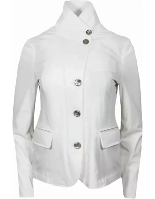Moorer Blazer In Stretch Technical Fabric With Cotton Jersey Lining. Zip And Button Closure