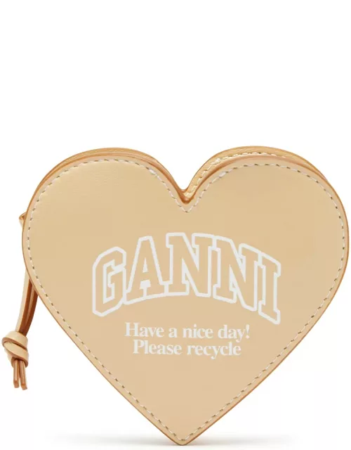 Ganni Heart Logo-print Leather Coin Purse - Crea