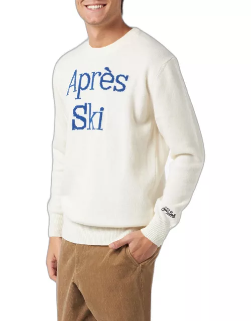 MC2 Saint Barth Man White Sweater Après Ski Print