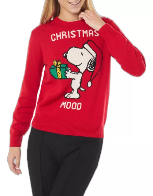 MC2 Saint Barth Snoopy Christmas Mood Print Woman Sweater Peanuts Special Edition