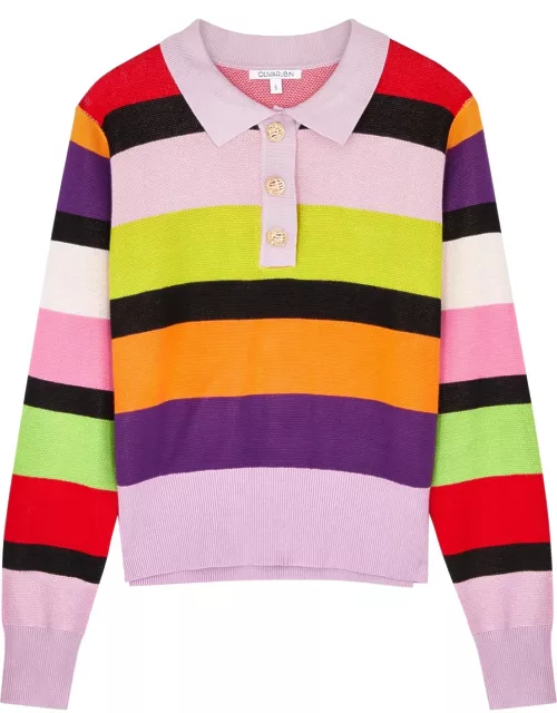 Olivia Rubin Mary Striped Knitted Polo Jumper - Multicoloured - L (UK14 / L)