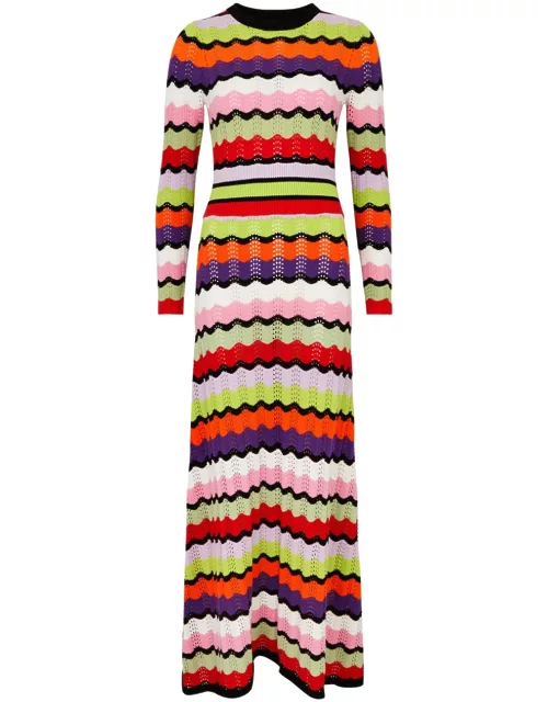 Olivia Rubin Vivica Striped Pointelle-knit Maxi Dress - Multicoloured - L (UK14 / L)