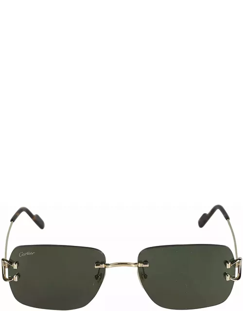 Cartier Eyewear Metal Temple Rimless Sunglasse