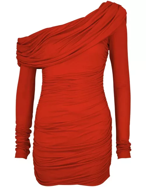 Blumarine One-shoulder Ruched Jersey Mini Dress - Red - IT38 (UK6 / XS)