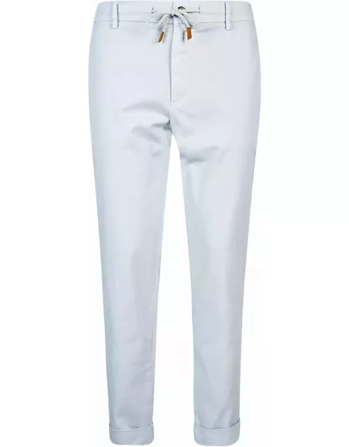 Eleventy White Stretch Trousers With Drawstring