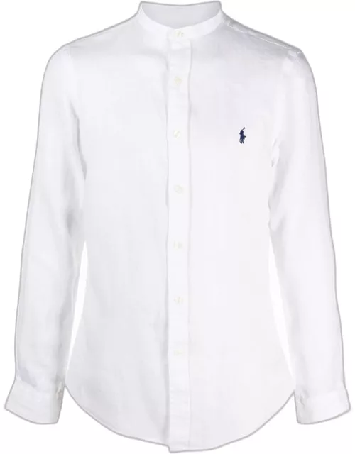 Ralph Lauren White Linen Shirt With Logo