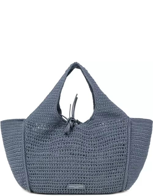 Gianni Chiarini Euforia Bluette Shopping Bag In Crochet Fabric