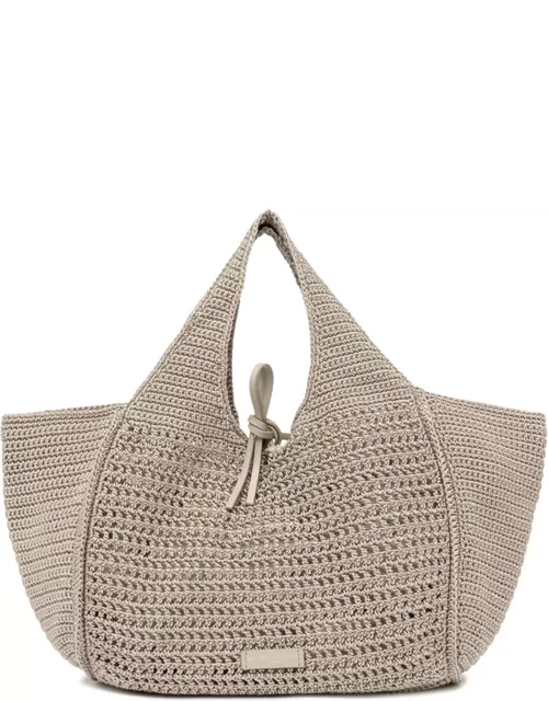 Gianni Chiarini Gray Euforia Shopping Bag In Crochet Fabric