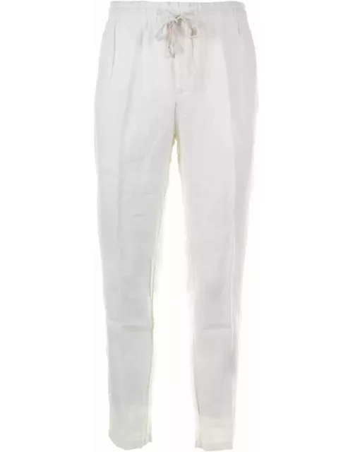 Altea White Linen Trousers With Drawstring