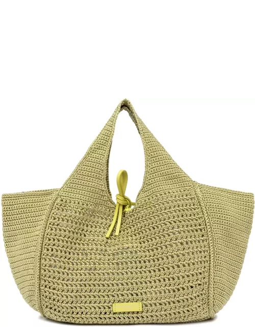 Gianni Chiarini Yellow Euforia Shopping Bag In Crochet Fabric