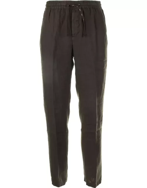 Altea Brown Linen Trousers With Drawstring